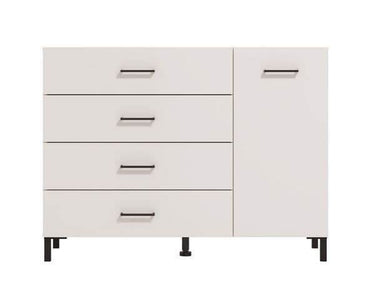 Romero White Elegant Sideboard: 1 Door, 4 Drawers, Modern Storage Unit - UK Luxury Furniture